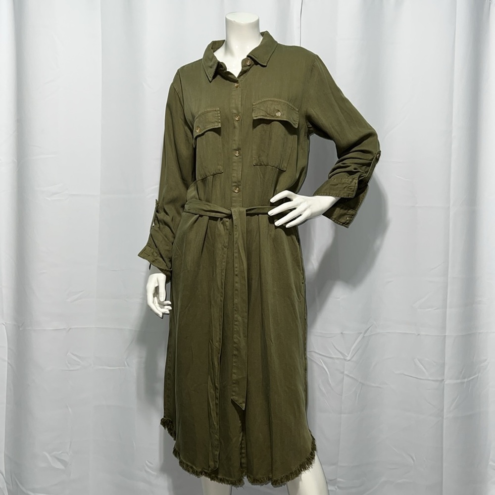 NWT Thread & Supply Long Sleeve Bobbi Dress Olive Green Large - Picture 6 of 17